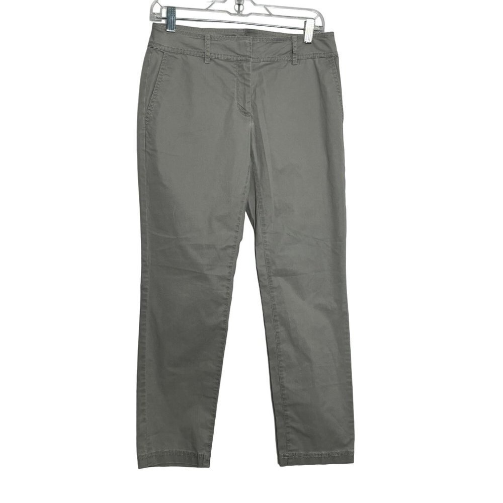 Eileen Fisher Cotton Tencel Chino Ankle Pant Three Pocket Gray Size 2